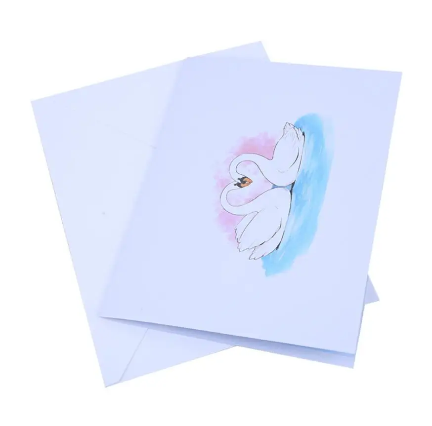  10pcs Handmade Kirigami Origami Heart Swan 3D Pop UP Greeting Cards Invitation card For Wedding Bir - 32977897801