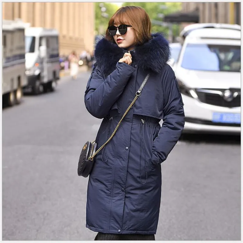 Модная женская зимняя куртка с меховым воротником, теплое Женское зимнее пальто с капюшоном, длинная парка, верхняя одежда Abrigo Mujer R153