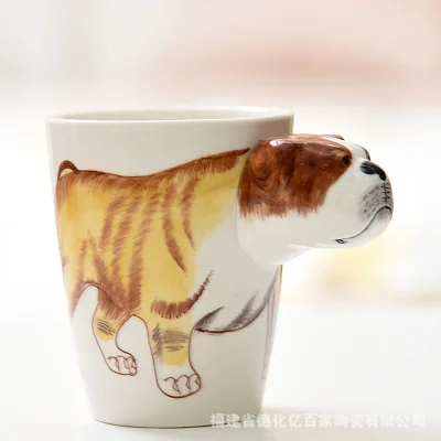 Мультяшные 3D чашки с животными керамические фарфоровые и керамические чашки для молока Кофе Чай расписанные вручную чашки Посуда для напитков влюбленные творческие детские подарки - Цвет: Многоцветный