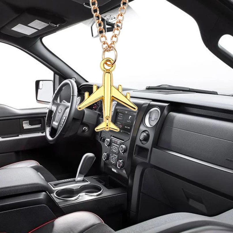 

New car ornaments alloy material rearview mirror decorative accessories fashion small aircraft creative car hanging pendant