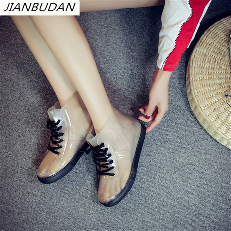 Acheter JIANBUDAN Pluie bottes femmes avec des bottes courtes nouvelle 2019 transparent étanche bottes MS antidérapant en caoutchouc bottes taille 35 39