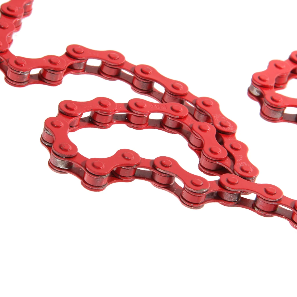 High Strength Steel Magic Button Chain  Bike Chain Fixed Gear Track BMX Single Speed Chains 1/2' X 1/8' Red 