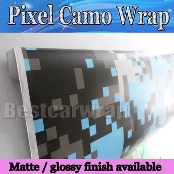 

Baby Blue Digital Camo Vinyl Wrap Car Wrap Film With air bubble Free SKY BLUE Pixel camouflage foil truck & boat cover 1.52x30m