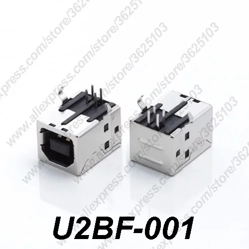

10PCS U2BF-001 Printer Tail CHarging USB 2.0 Connector Female Jack 90Degree Charging Socket USB 2.0 Jack Data Transmission