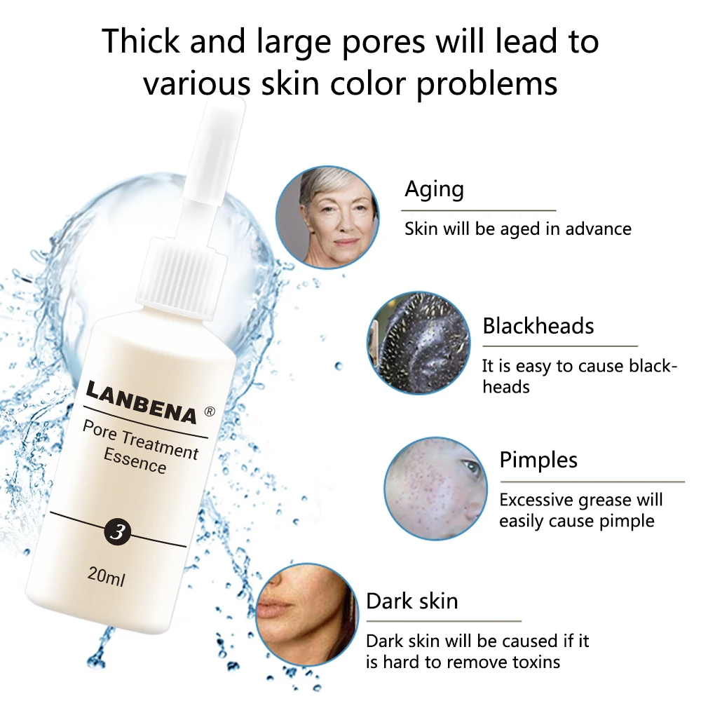 

LANBENA Pore Treatment Essence Hyaluronic Acid Serum Blackhead Removing Anti-Aging Wrinkles VC Whitening Skin Care Tool TSLM2