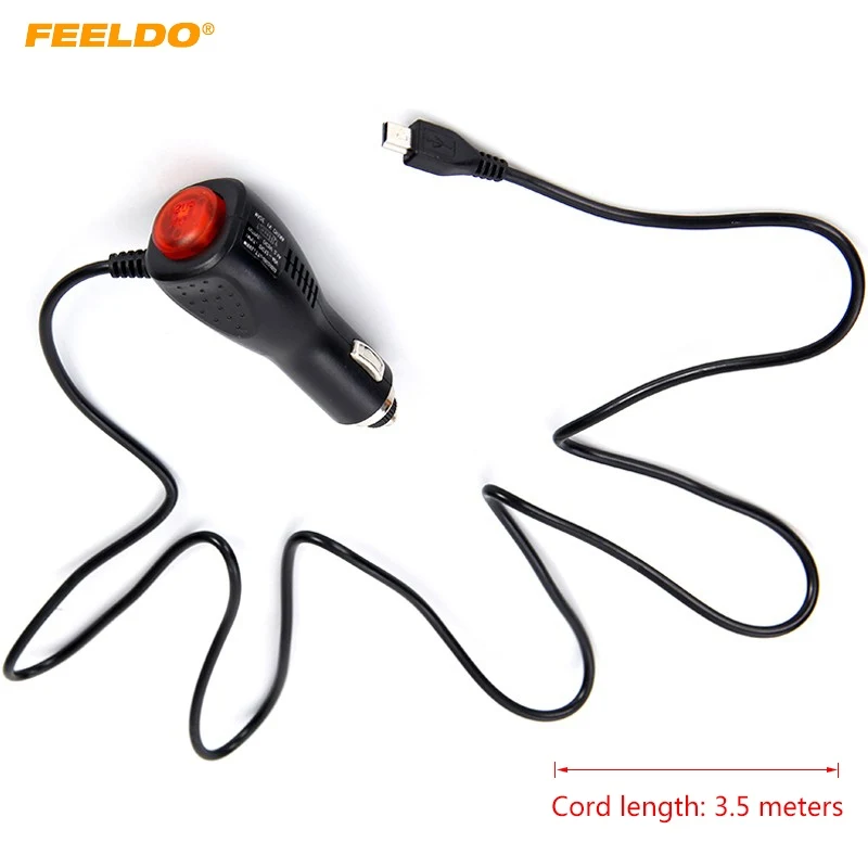 FEELDO 1PC 3.5m Car GPS Navigator Radar Charger Mini USB Interface