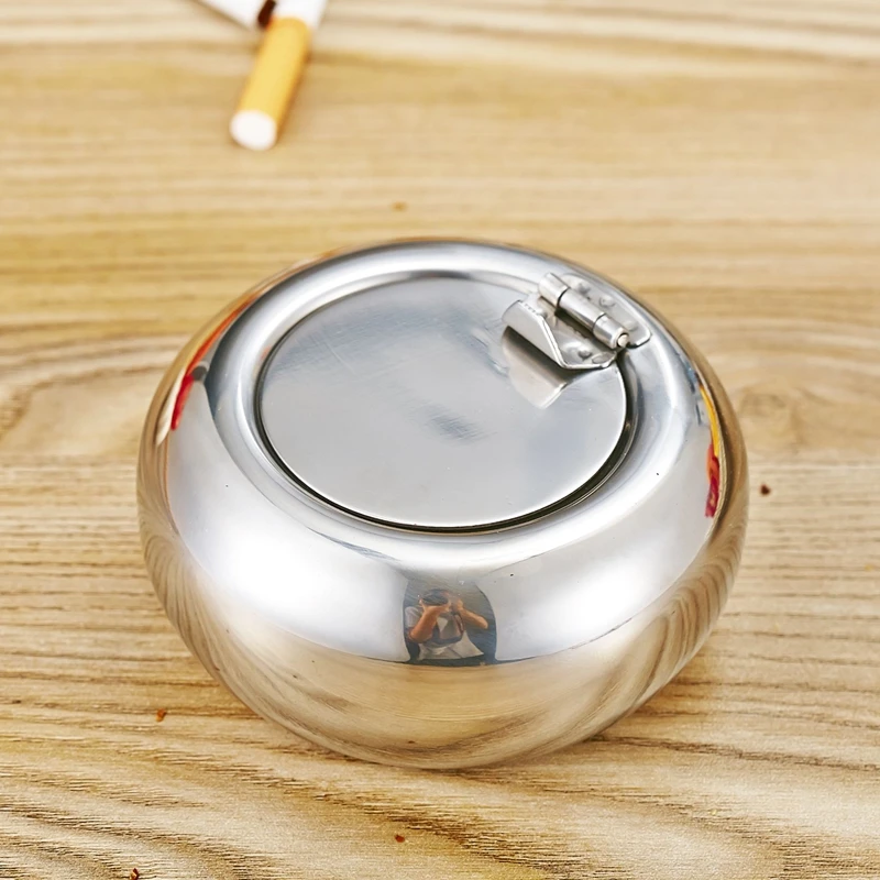Stainless Steel Drum Shape & Lid Ashtray with Cover Ashtray Car Ashtray Cigarette Cigar