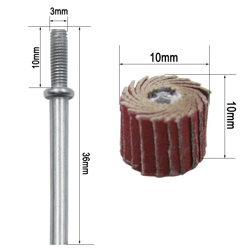 10 шт. аксессуары 240-Grit шлифовальный лоскут диск шлифовальный лоскут колеса щетка песок роторный инструмент 10x10x3 мм+ 1 шт. стержень