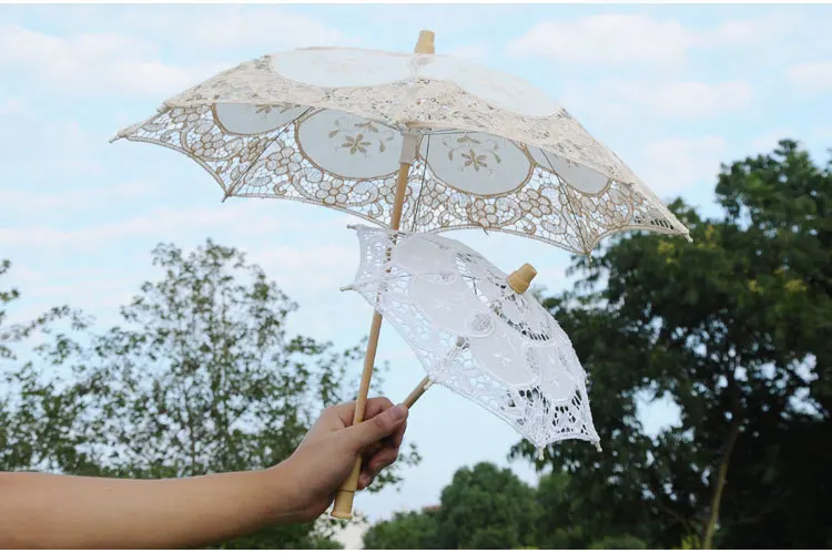 Wedding bride lace umbrella white wooden handle the creative process umbrella umbrella shooting props wedding wedding decoration