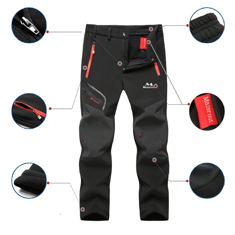 MAZEROUT hombre invierno impermeable pesca esquí cálido Softshell polar senderismo al aire libre senderismo Camping chaqueta conjunto pantalones 5XL escalada - 3