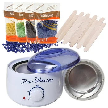 

MiNi Hot Wax Warmer Kit safety Constant Temperature Painless Hair Removal Wax Heater Machine (500cc)+ 100g Hard Wax Beans + 2PC