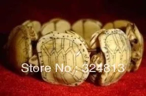Тибетская кость резной BLESS браслет с черепахами#2488g