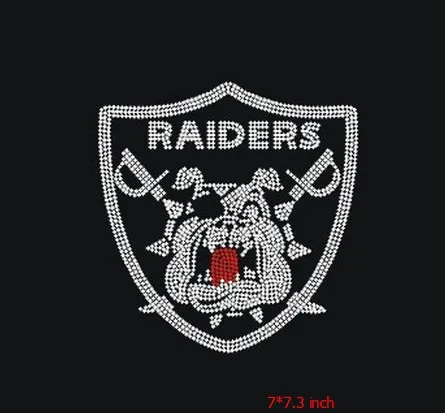 

Free Shipping raiders red with white image rhinestones Iron on T Shirt Transfer