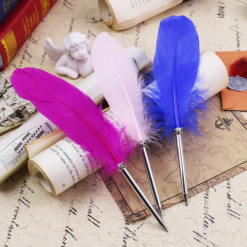

14 Colors Fashion Feather Ballpoint Pen Kawaii Signature Pens For Kids Students Gift Office School Supplies Korean Stationery