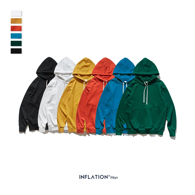

INFLATION Men Streetwear Solid Hoodies Men Hoodies Sweatshirts 2019 AW Fashion Style Cotton Men Hoodies 9602W