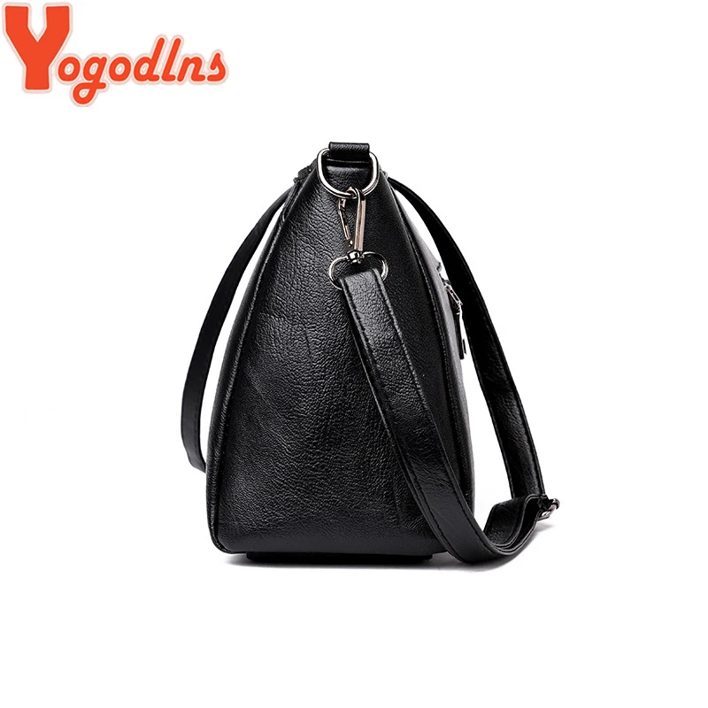 Yogodlns المرأة حقيبة ساعي من الجلد المصقول صغيرة حقائب بسيطة نمط حقائب كتف Crossbody حقيبة مخلب محفظة