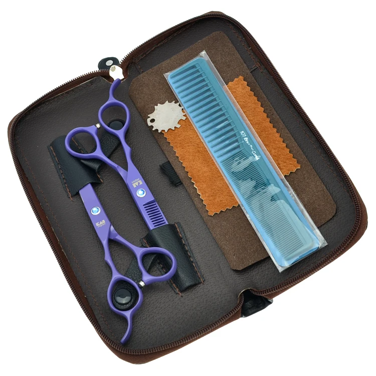 

6Inch/5.5Inch Violet Paint Left Cutting Scissors and Thinning Scissors Sets,Left Hair Shearsfor Salon Hairdresser,1set LZS0406