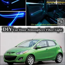 Для Mazda 2 Mazda2 M2 Demio DW DY DE DJ интерьерный светильник окружающего воздуха для настройки атмосферы волоконно-оптический ленточный светильник s Дверная панель ОСВЕЩЕНИЕ