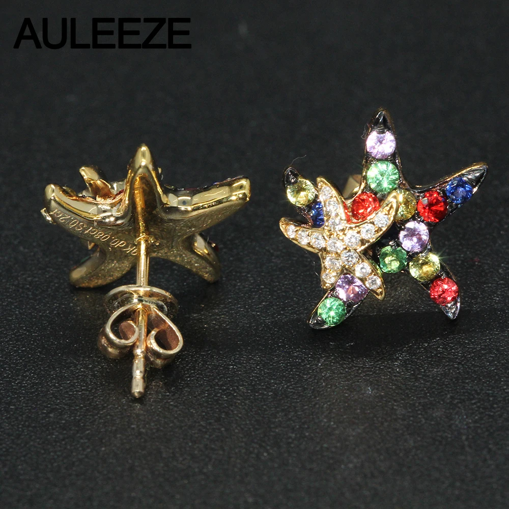 Женские серьги гвоздики из желтого золота 9 карат|earrings earring|earrings lovenatural sapphire earrings |
