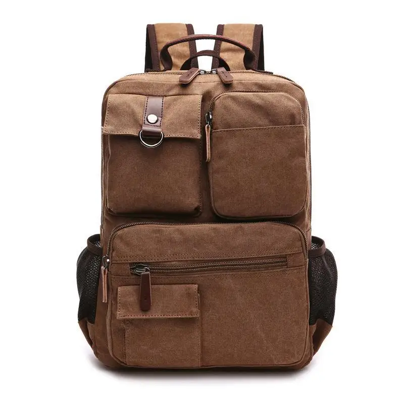 

2017 Men Canvas Backpack Travel Schoolbag Male Notebook Backpack Bag Large Capacity Rucksack Shoulder School Bag Mochila Escolar