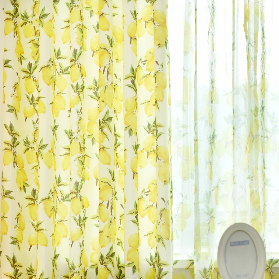 Yellow Lemon Bright Curtains For Living Room Window Drapes Curtain