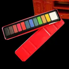 12 цветов, одноцветное Рисование акварелью, набор, коробка с водяной щеткой, яркий цвет, портативный набор краски, художественные принадлежности
