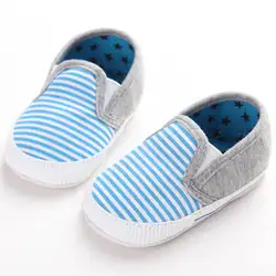 Новые детские для маленьких мальчиков обувь для девочек Повседневное хлопковая обувь в полоску новорожденных первые ходоки 0-18 м G27