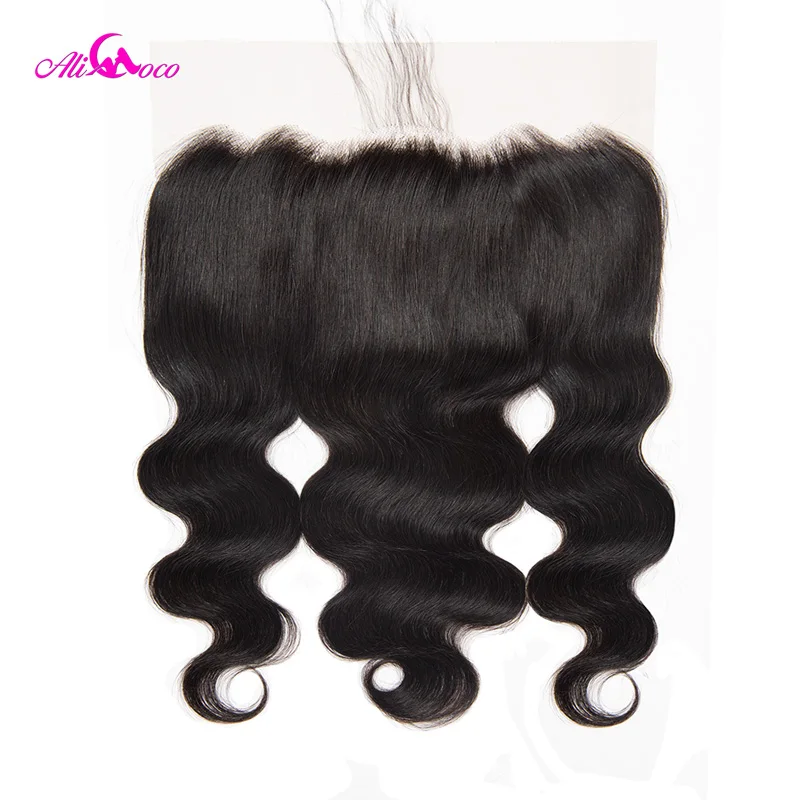 Ali Coco Brazilian Body Wave 13*6 Lace Frontal Closure With Baby Hair Natural Color 8-20 Inch 100%