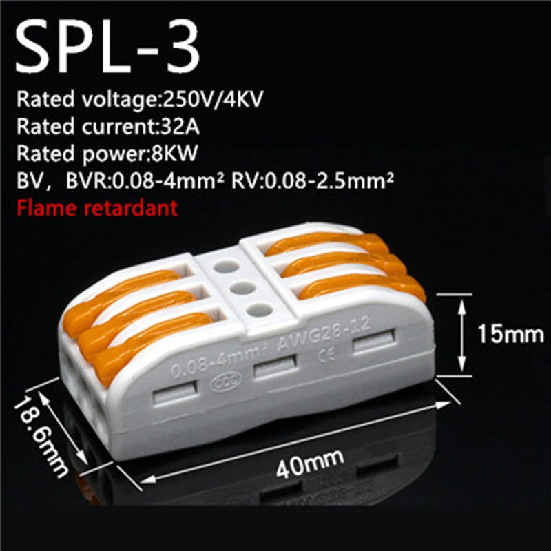 

20-30-50-100pcs WAGO mini fast wire Connectors Universal Compact Wire 3pin Connector Conductor Terminal Block SPL-3