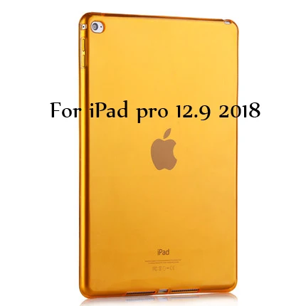 ТПУ мягкий чехол для iPad Pro 12,9 дюйма, Ультратонкий силиконовый цветной прозрачный защитный чехол - Цвет: Orange 12.9 2018