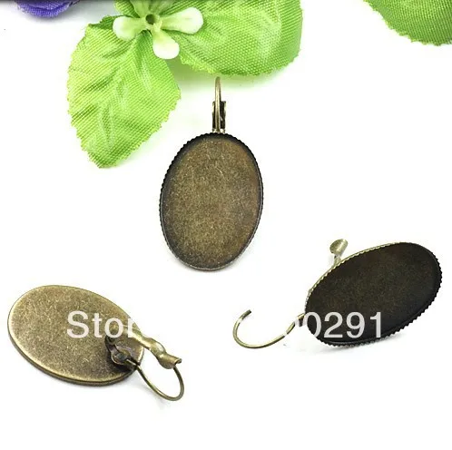 Bulk Antique Bronze Ear Hook Earrings Findings With 18*25mm Oval Pad Base