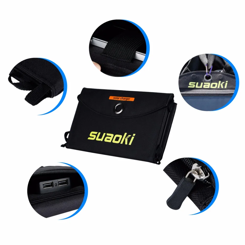 Suaoki 20W Portable Foldable Solar Panel Battery Solar Charger Mobile Power Bank Battery Battery Ch
