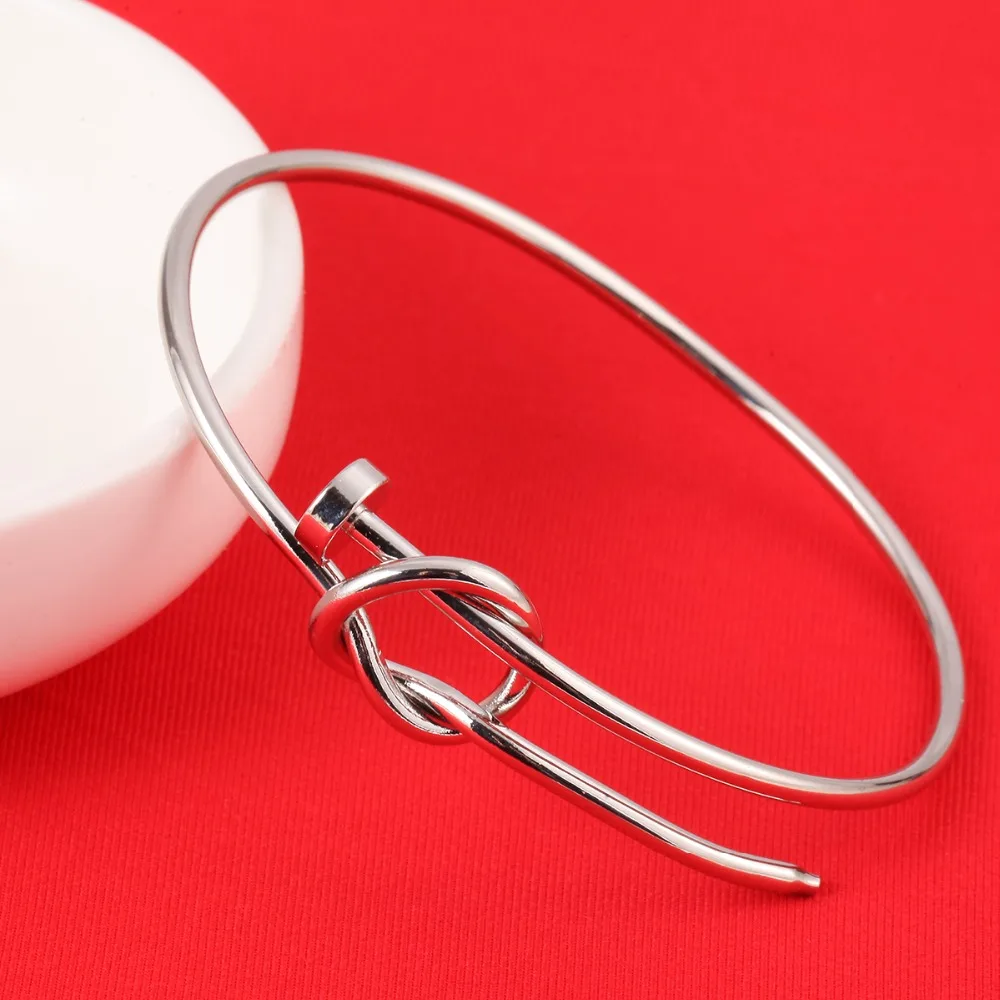 Новая мода скрученный узел ногтей браслет сердце браслет с узлом стек манжета браслет