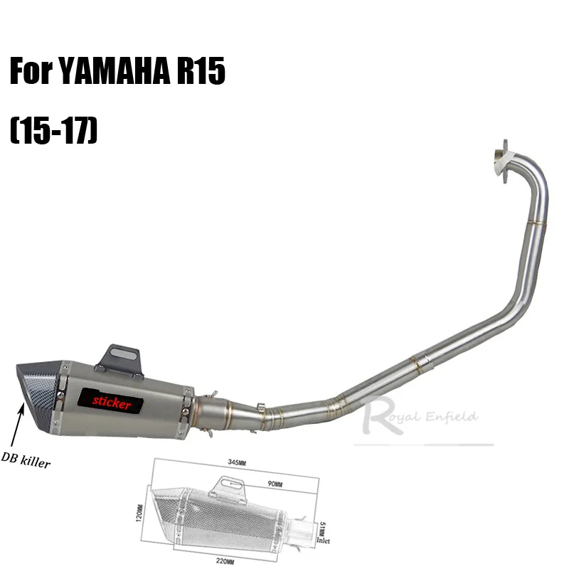 R15 Slip-On мотоцикл Выхлопная полная система заголовки трубы из нержавеющей стали сливная труба для Yamaha R15 YZF-r15 с DB killer