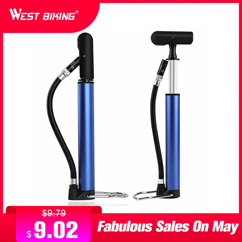 WEST BIKING 2 In 1 Bike Floor Air Pump Bicycle Mini Hand Pumps Fit