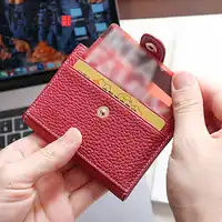 AETOO Head cowhide Buckle card bag Lady leather driver's license mini cute small card set coin wallet
