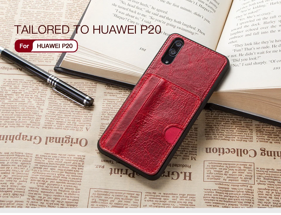 huawei waterproof phone case For Huawei P20 Case Cover Genuine Leather Back Cover Silicone Edge Protect Case Coque For Huawei P20 With Pocket Free Engraving huawei phone cover