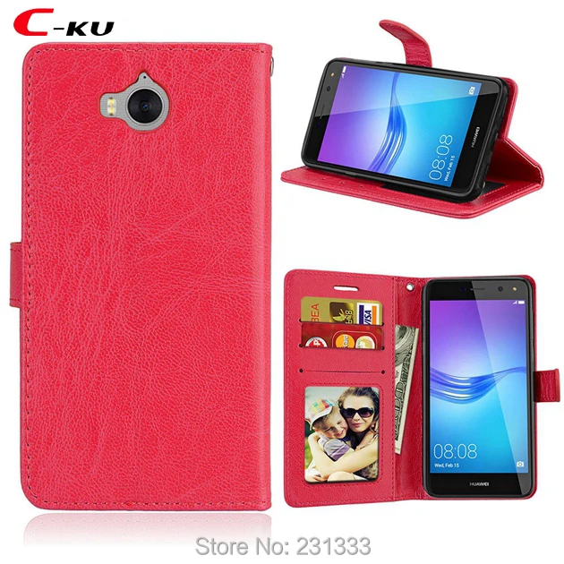 Чехол-Кошелек C-ku Crazy Horse кожаный чехол для Huawei Y5 2017 Y6 Y3 Honor 9 6A 6C Enjoy 6S 7 Nova 2 Plus футляр