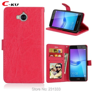 

C-ku Crazy Horse Wallet Leather Pouch Case For Huawei Y5 2017 Y6 Y3 Honor 9 6A 6C Enjoy 6S 7 Nova 2 Plus Stand Card Skin 50pcs