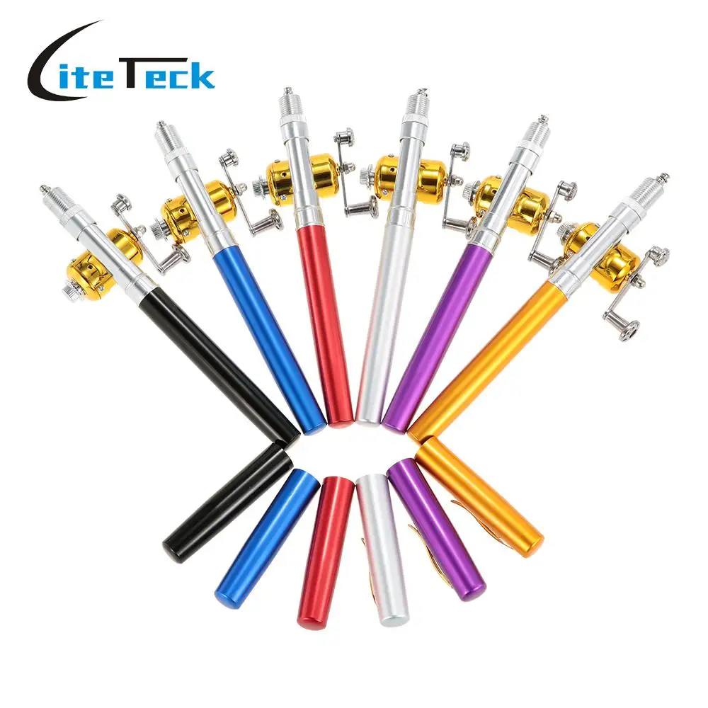 Fishing Rod Reel Combo Kit Set Mini Telescopic Rod Ice Fishing Pen Rods Pocket Aluminum Alloy Fishing Tackle Rod Reel Combo