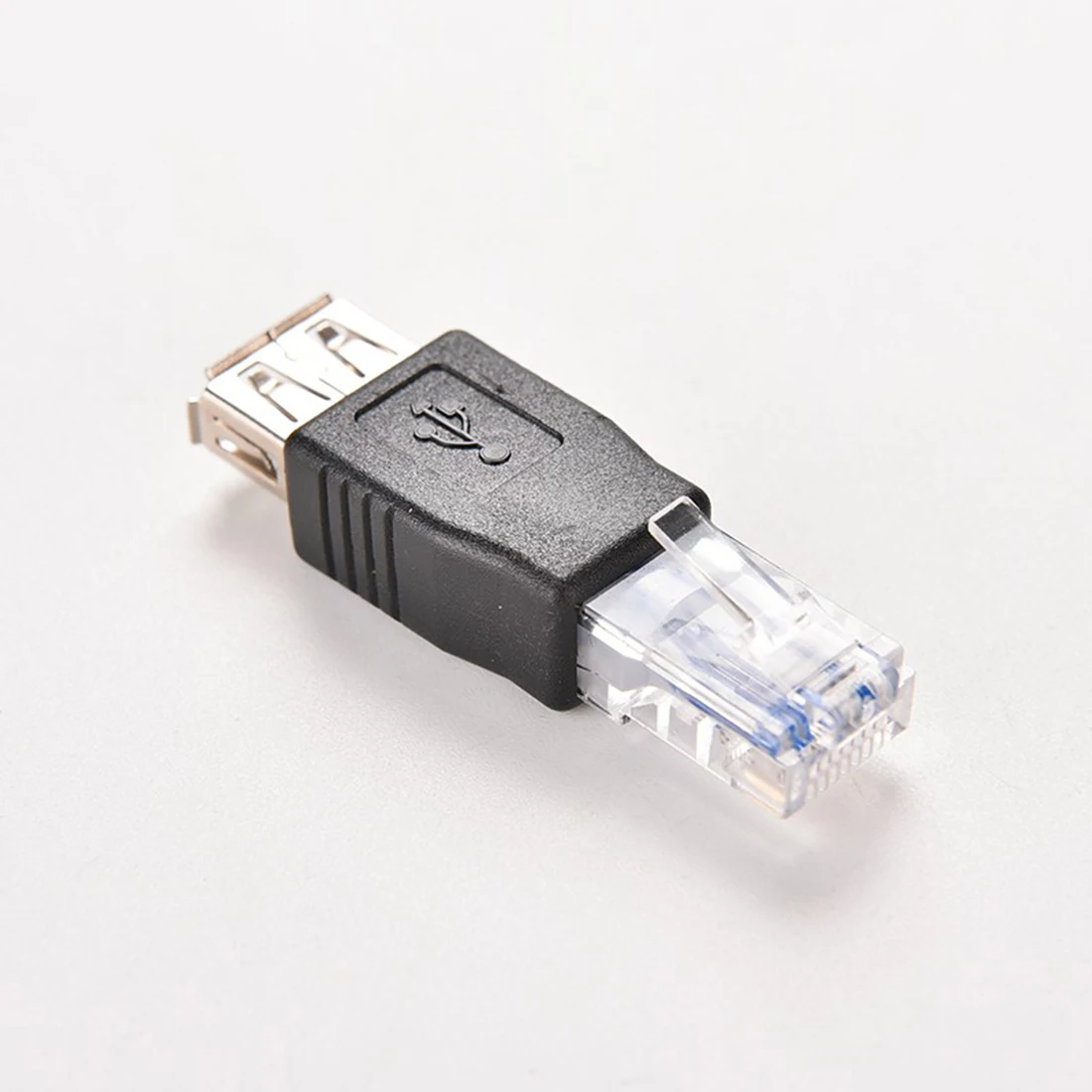 Кристалл голову RJ45 мужчина к USB 2,0 AF Женский адаптер Ethernet преобразователя Трансвертер коннектор ноутбука LAN Сетевой кабель
