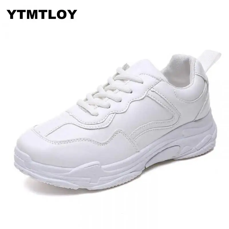 Для женщин кроссовки 2019 модная обувь белый tenis feminino на платформе Повседневное