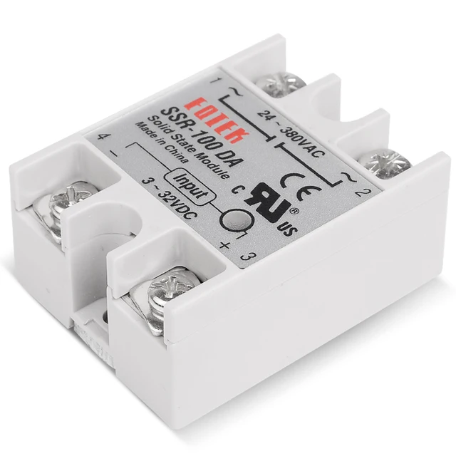 Rel&egrave; A Stato Solido SSR-100DA - Monofase, Ingresso 4-32VDC, Uscita 24-480VAC 100A, Per Automazione