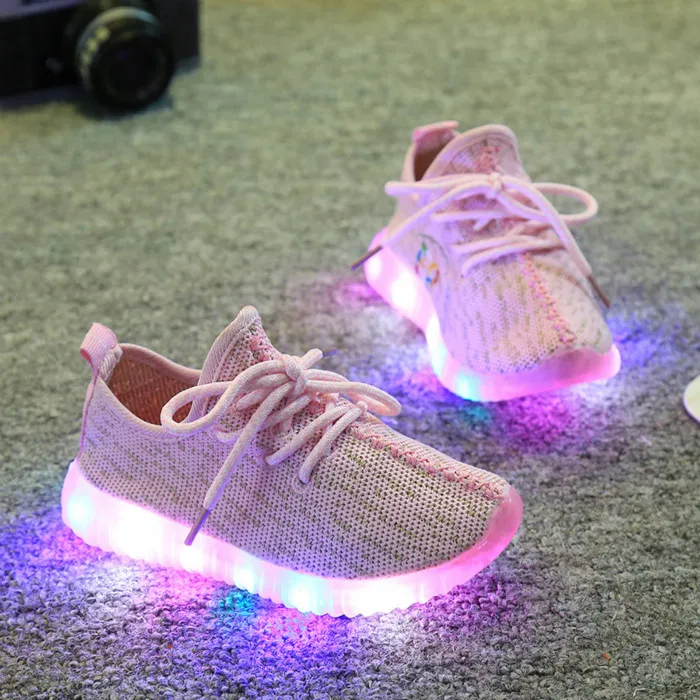 Детская обувь со светодиодной подсветкой детская повседневная обувь для малышей обувь для мальчиков и девочек спортивная обувь для детей светодиодный легкие кроссовки детские светящиеся Enfant - Цвет: Pink with LED