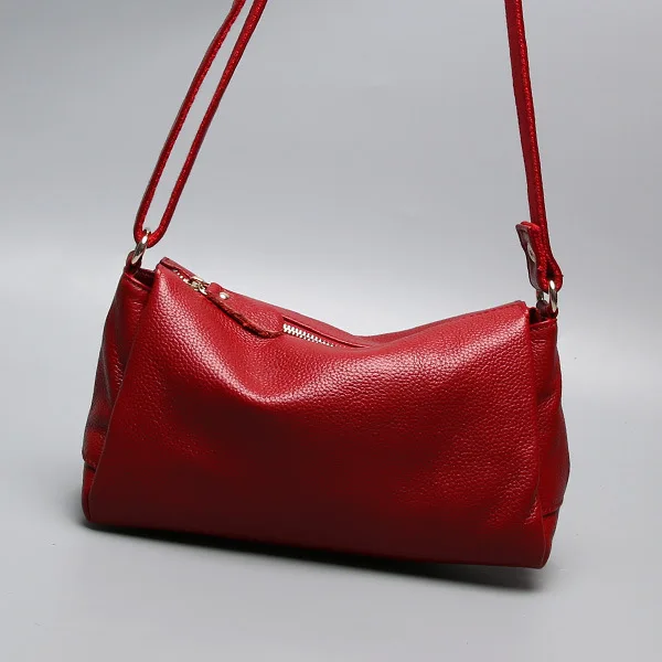 Роскошные высококачественные сумки из натуральной коровьей кожи, мягкий настоящий первый слой из воловьей кожи, кожаная сумка, женская сумка, сумка через плечо - Цвет: Красный