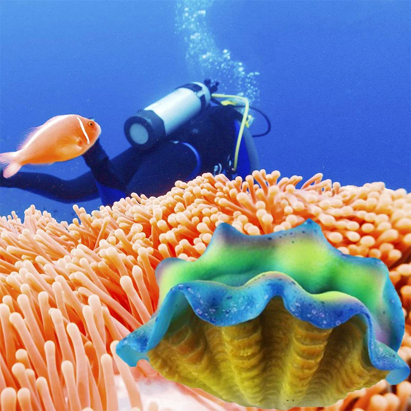 

Aquarium Decorative Simulation Shellfish Beanfish Silicone Artificial Shells Fish Tank Decor Aquarium Decoration Ornament