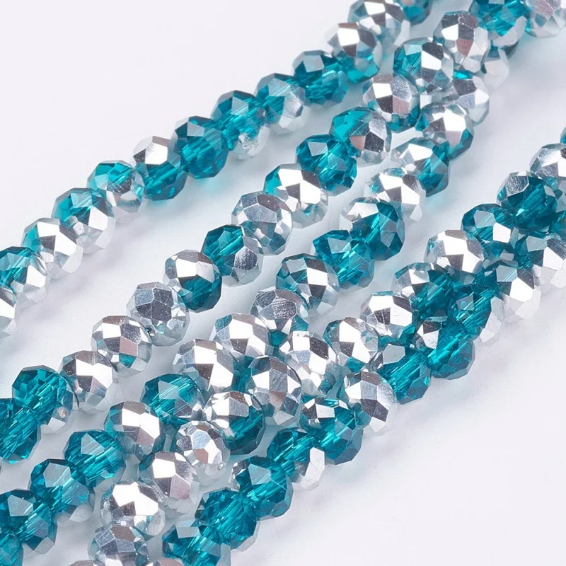 Граненые бусины с полусеребряным покрытием стеклянные Abacus гальваническим