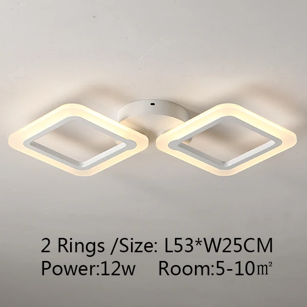 NEW led Ceiling Lights For Livingroom Bedroom luminaria abajur Indoor Lights Fixture Ceiling Lamp For Home Decorative Lampshade - Цвет корпуса: 2 Ring L53xW25CM