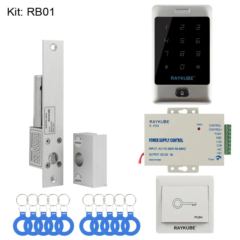 RAYKUBE дверной комплект контроля доступа система с металлической сенсорной клавиатурой RFID ключи электронный комплект замков - Цвет: RB01