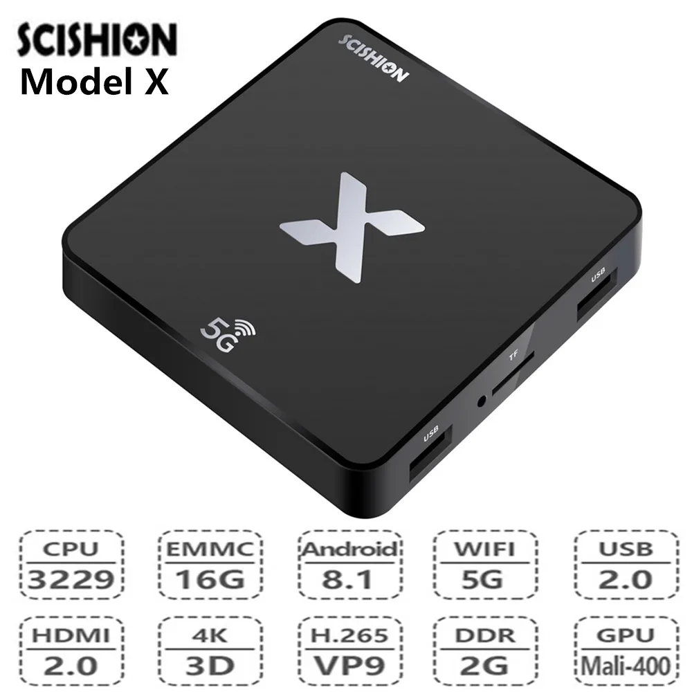 SCISHION Android 8.1 2GB//16GB TV Box 4K HD 5GHz WiFi 100Mbps Ethernet H.265 Box